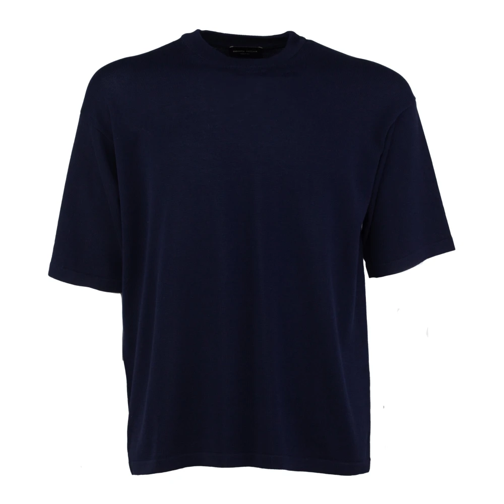 Roberto Collina Italiaans Katoenen Boxy T-shirt Blue Heren