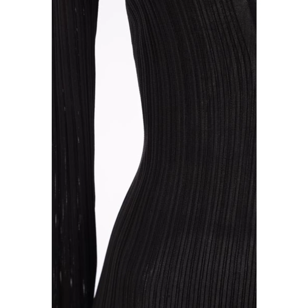 Durazzi Milano Zwart Geribbeld Zijden Polo Shirt Black Dames