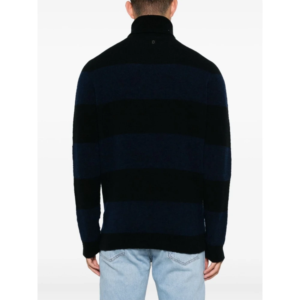 Dondup Navy Blue Striped Wool Sweater Blue Heren
