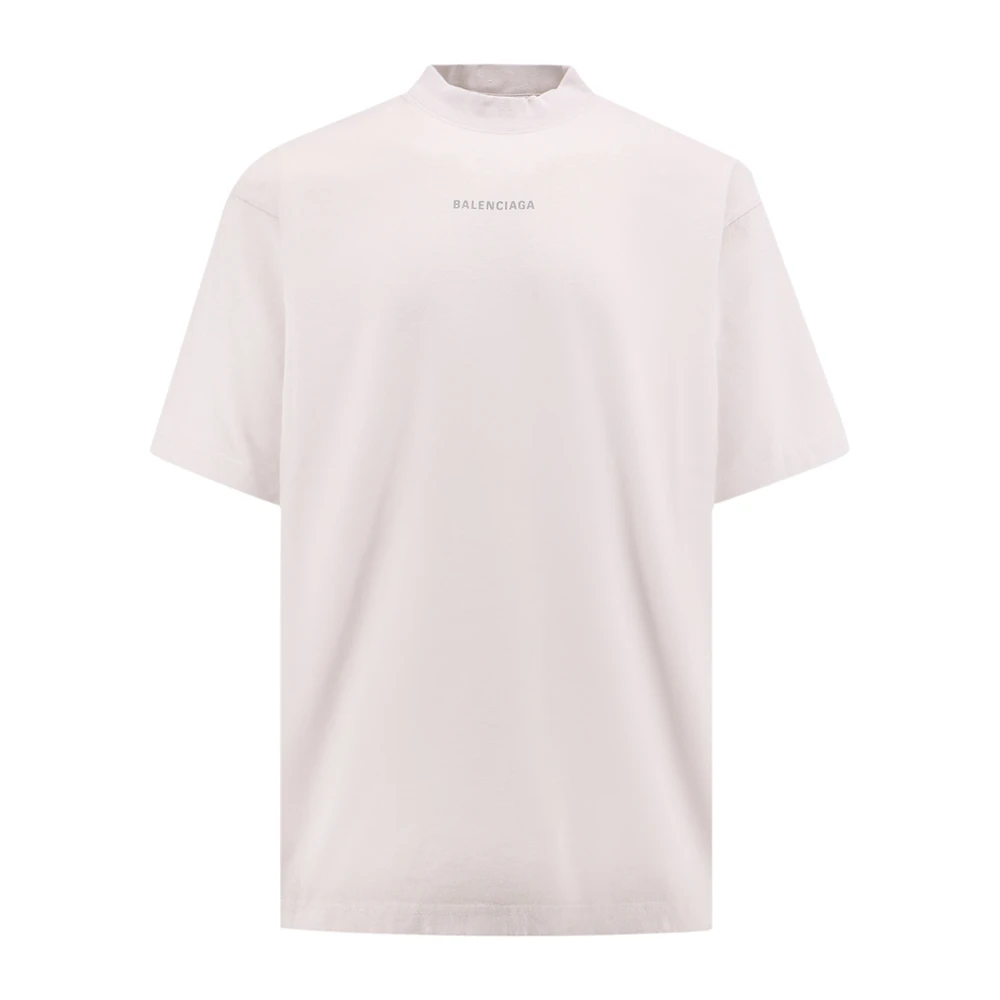 Balenciaga Logo Katoenen T-shirt Ronde hals Korte mouwen White Heren