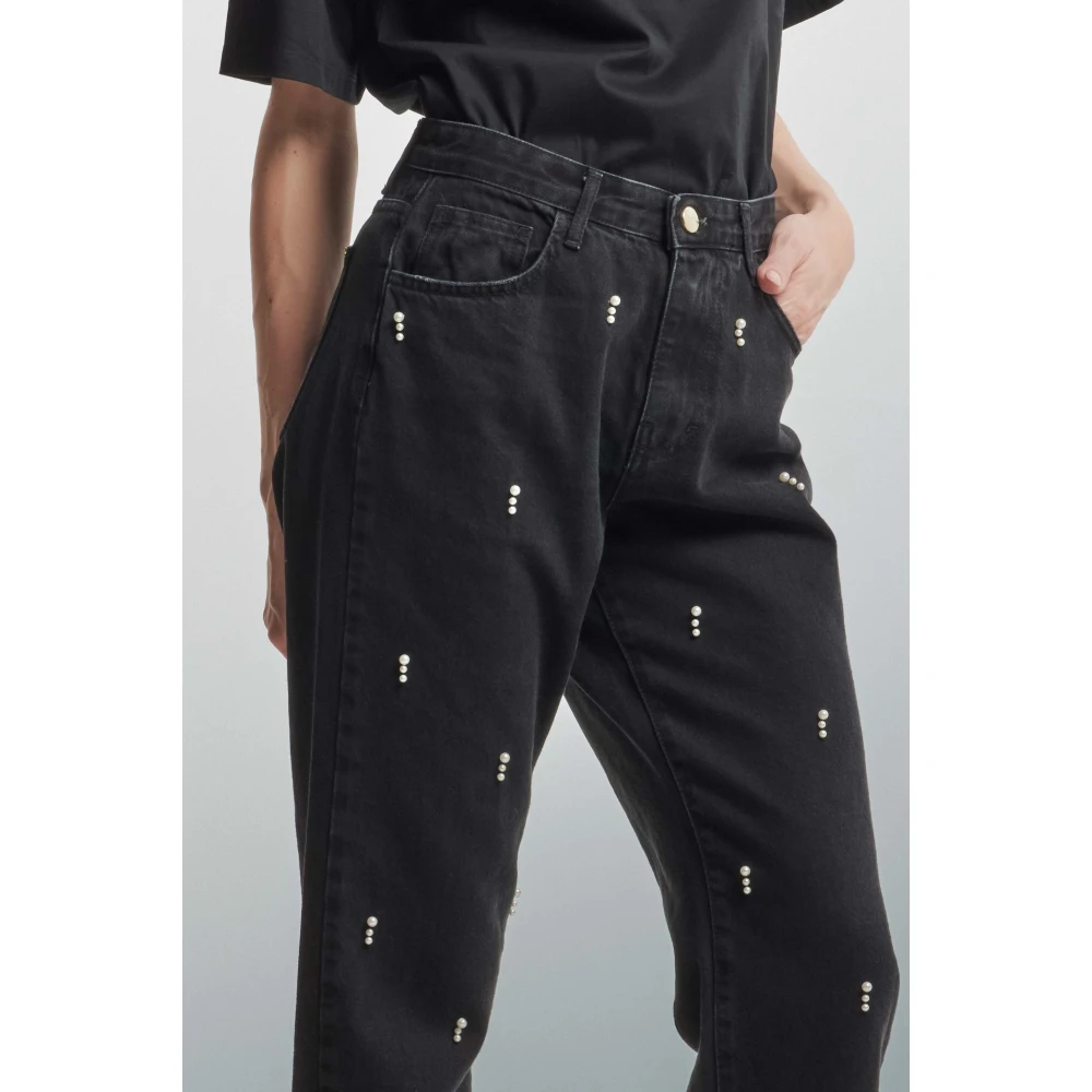Kocca Jeans met kralen details Black Dames