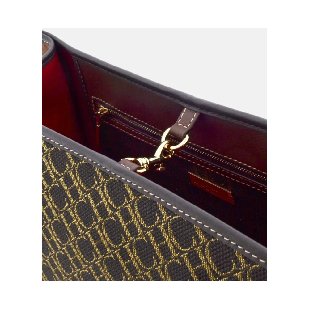 Carolina Herrera Canvas Shopping Charm Tas El Dorado Brown Dames