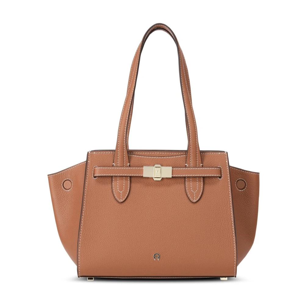 Aigner Elegante leren handtas met gespsluiting Brown Dames