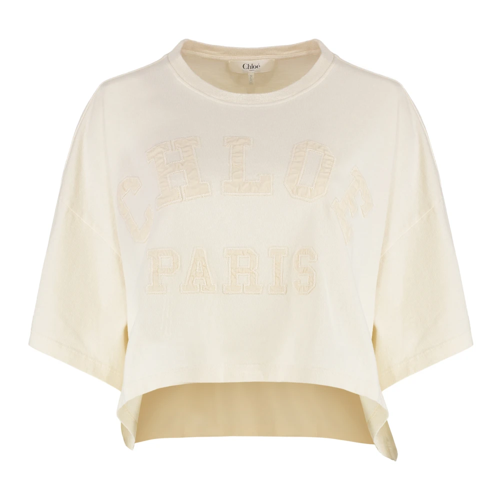 Chloé - Tops > T-Shirts - Beige - Chloé - Modalova
