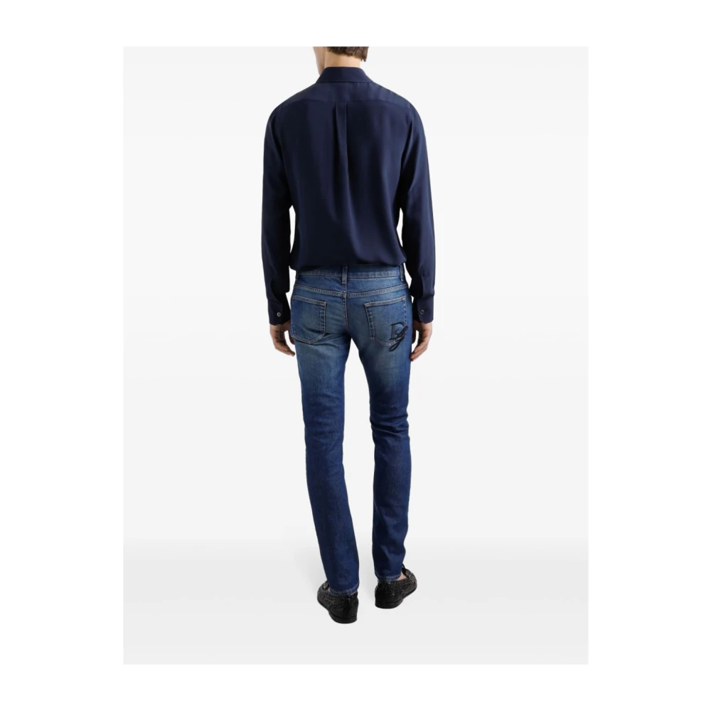 Dolce & Gabbana Indigo Logo Detail Jeans Blue Heren