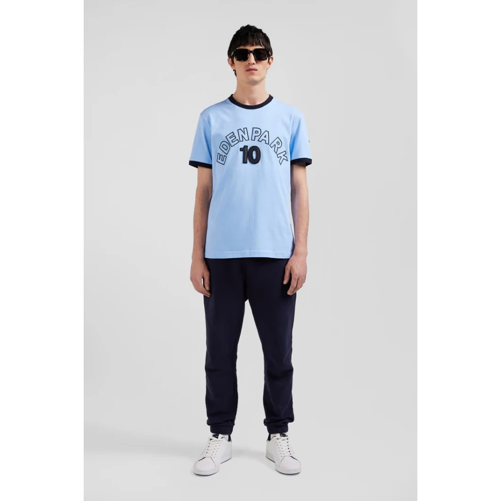 Eden Park Tweekleurig katoenen T-shirt met korte mouwen Blue Heren