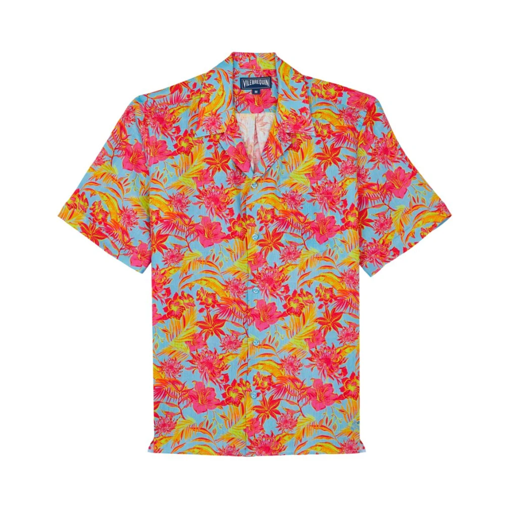 Vilebrequin Tahiti Flowers Linnen Bowling Shirt Multicolor Heren
