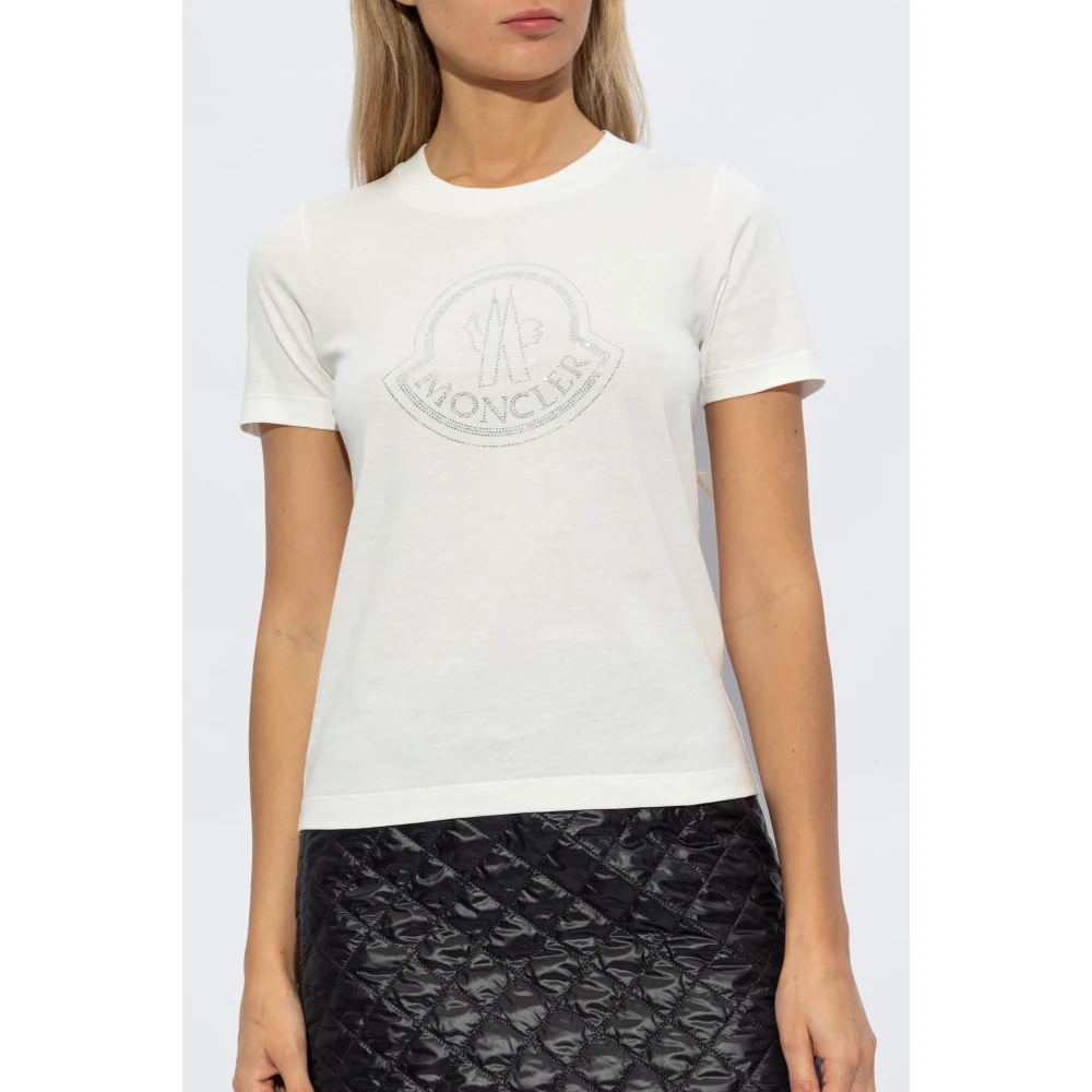Moncler T-shirt met logo White Dames