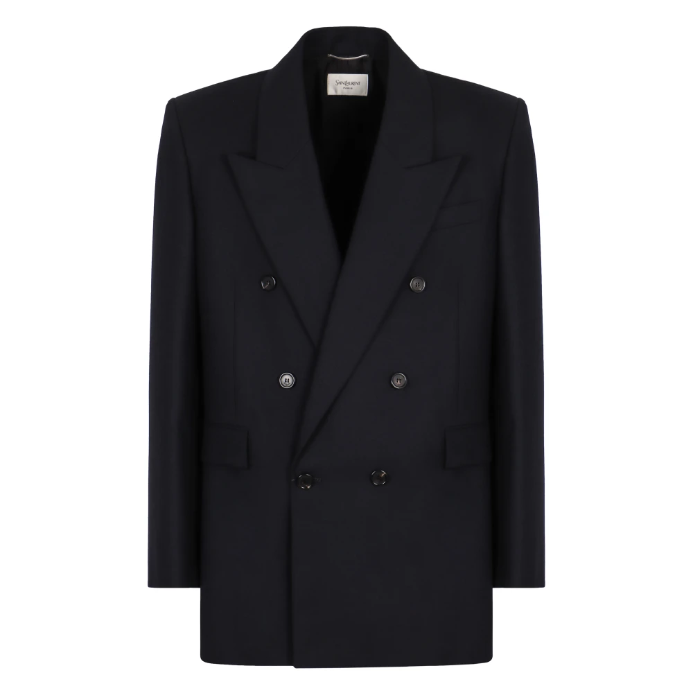 Saint Laurent Men's Blue Blazers, L, Double-Breasted Wool Jacket