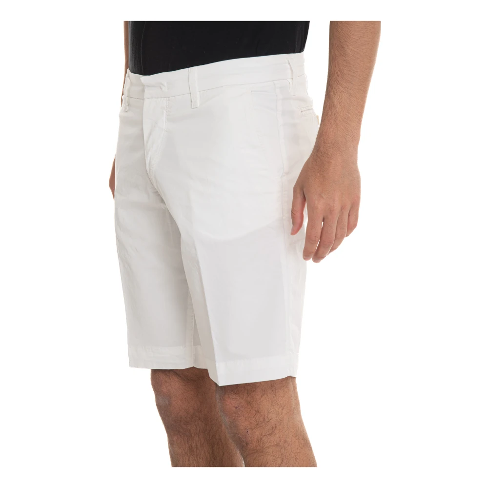 Fay Stretch Cotton Bermuda Shorts met Amerikaanse zak White Heren