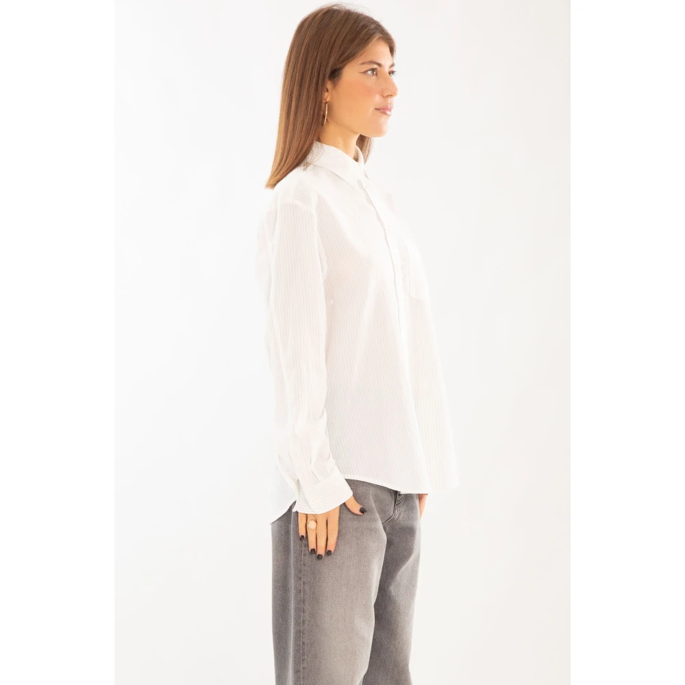 pinko Gestreept Zakoverhemd in Corea Stijl White Dames