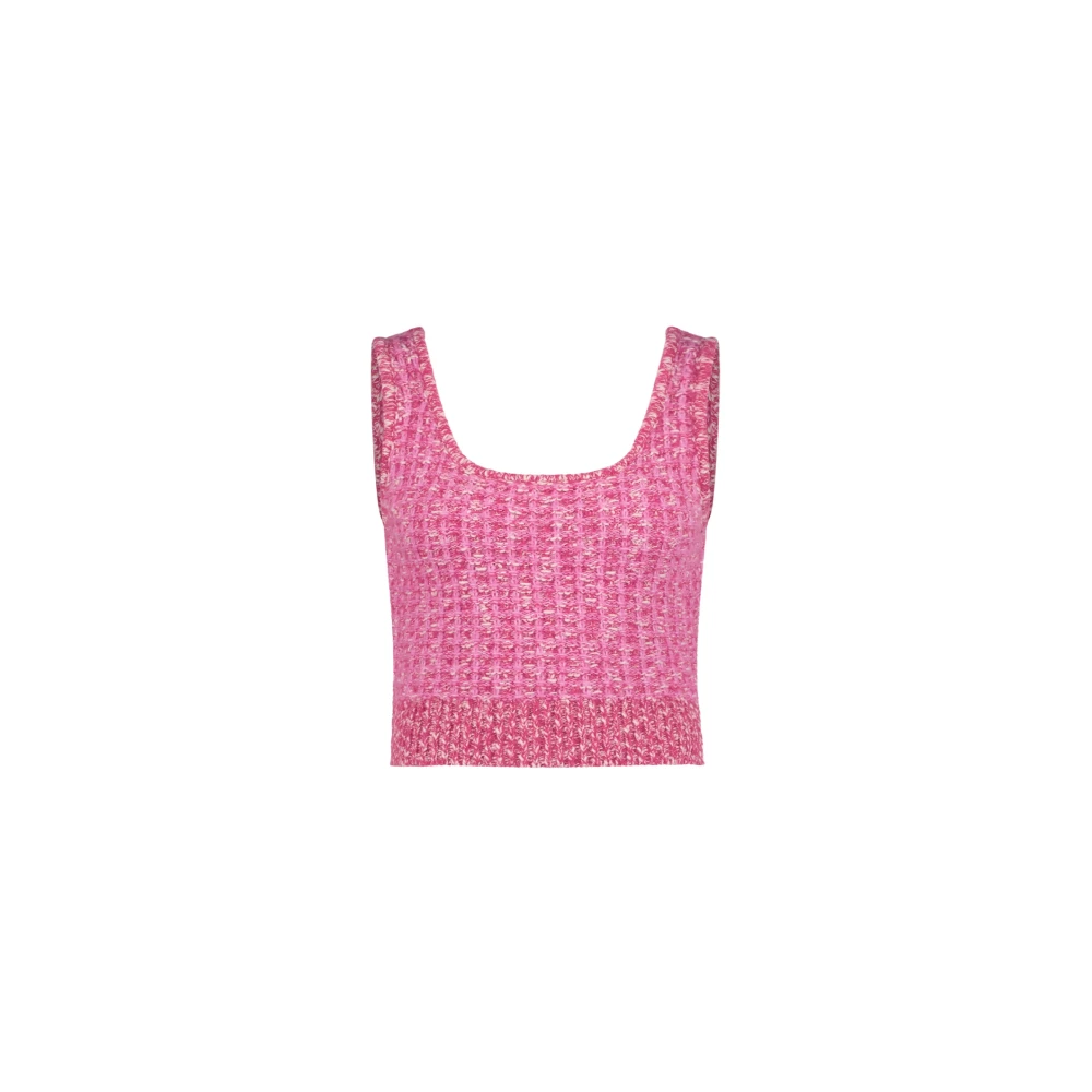 Fabienne Chapot gebreide tweed crop top Josh roze ecru donkerroze