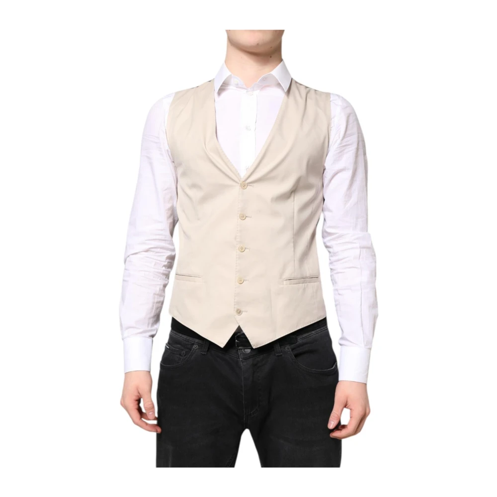 Dolce & Gabbana Mannelijk Beige Kostuums Heren, M, Grijs Formeel Jurk Vest