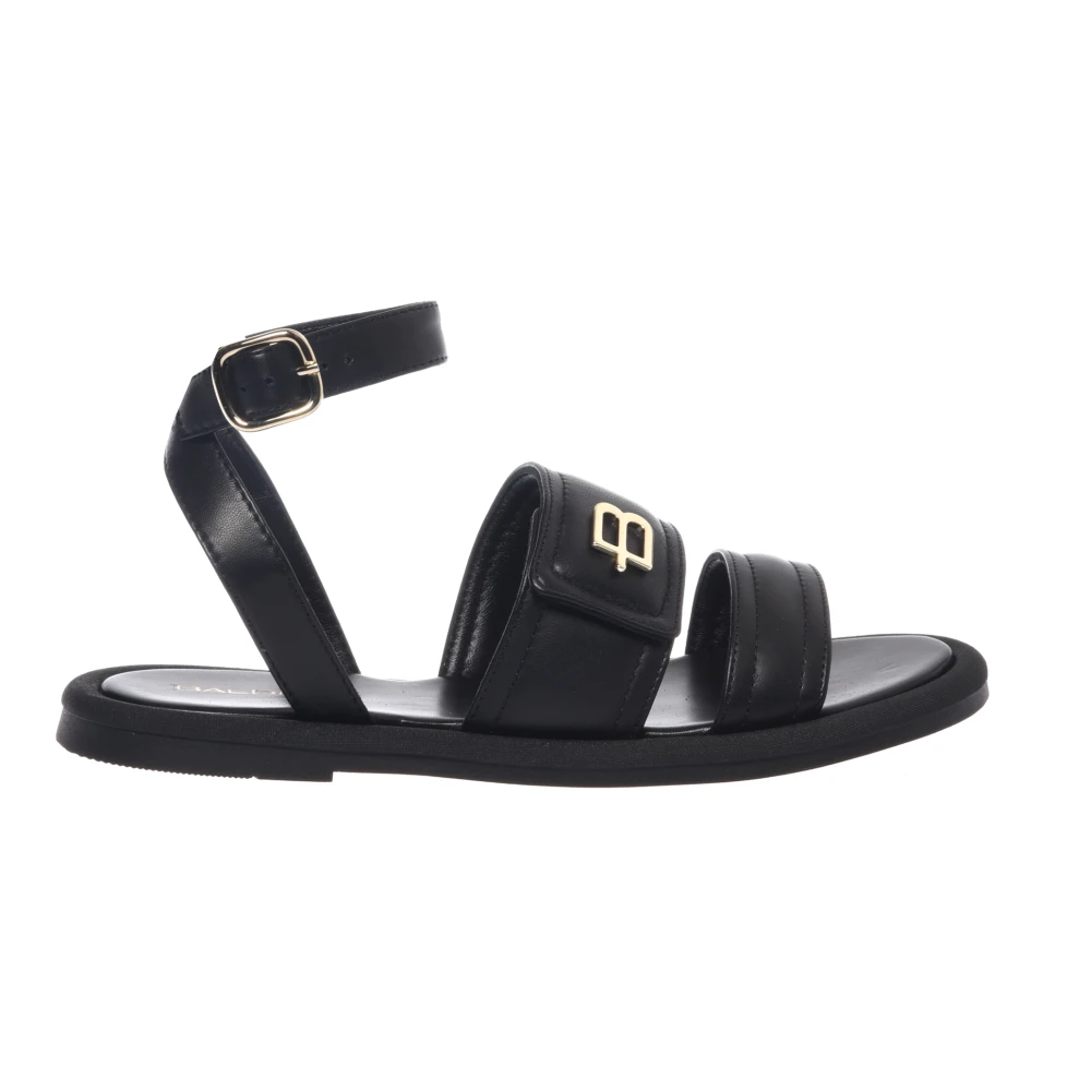 Baldinini Women's Black Nappa Sandal - Flat Sandals - 7 Uk - Shoes
