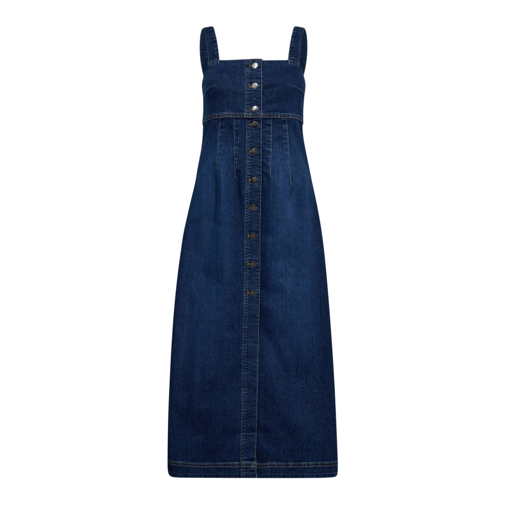 Co'couture Blue Denim Long Dress With Buttons - Female - Midi Dresses - Xl - Dresses