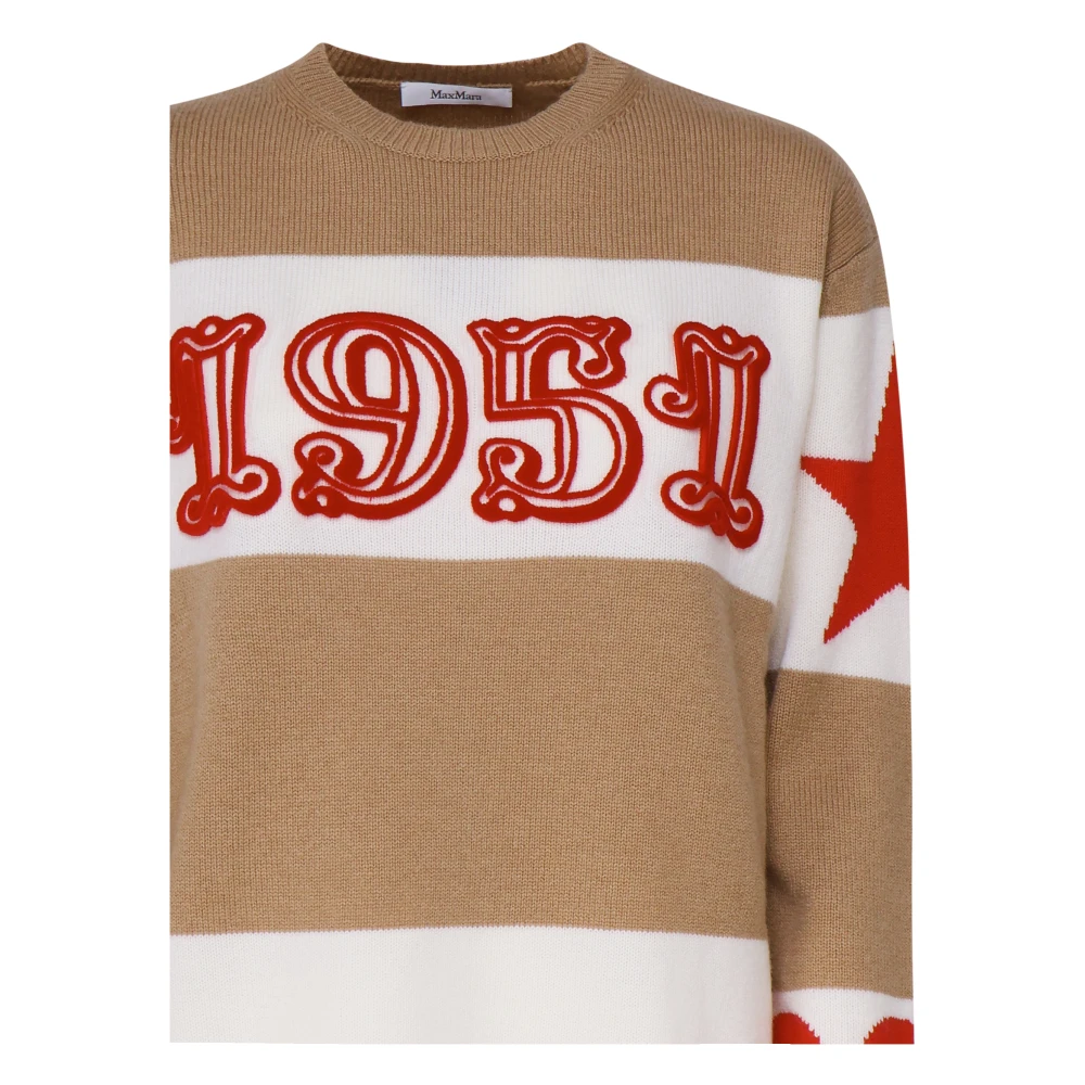 Max Mara Wol Kasjmier Trui met Sterren Brown Dames