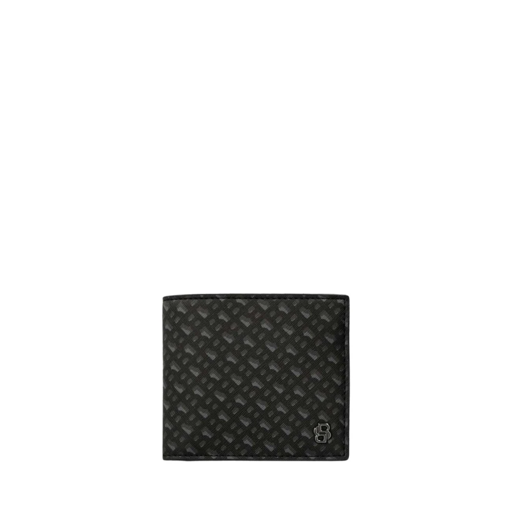Hugo Boss Zwarte leren portemonnee met logo Black Heren
