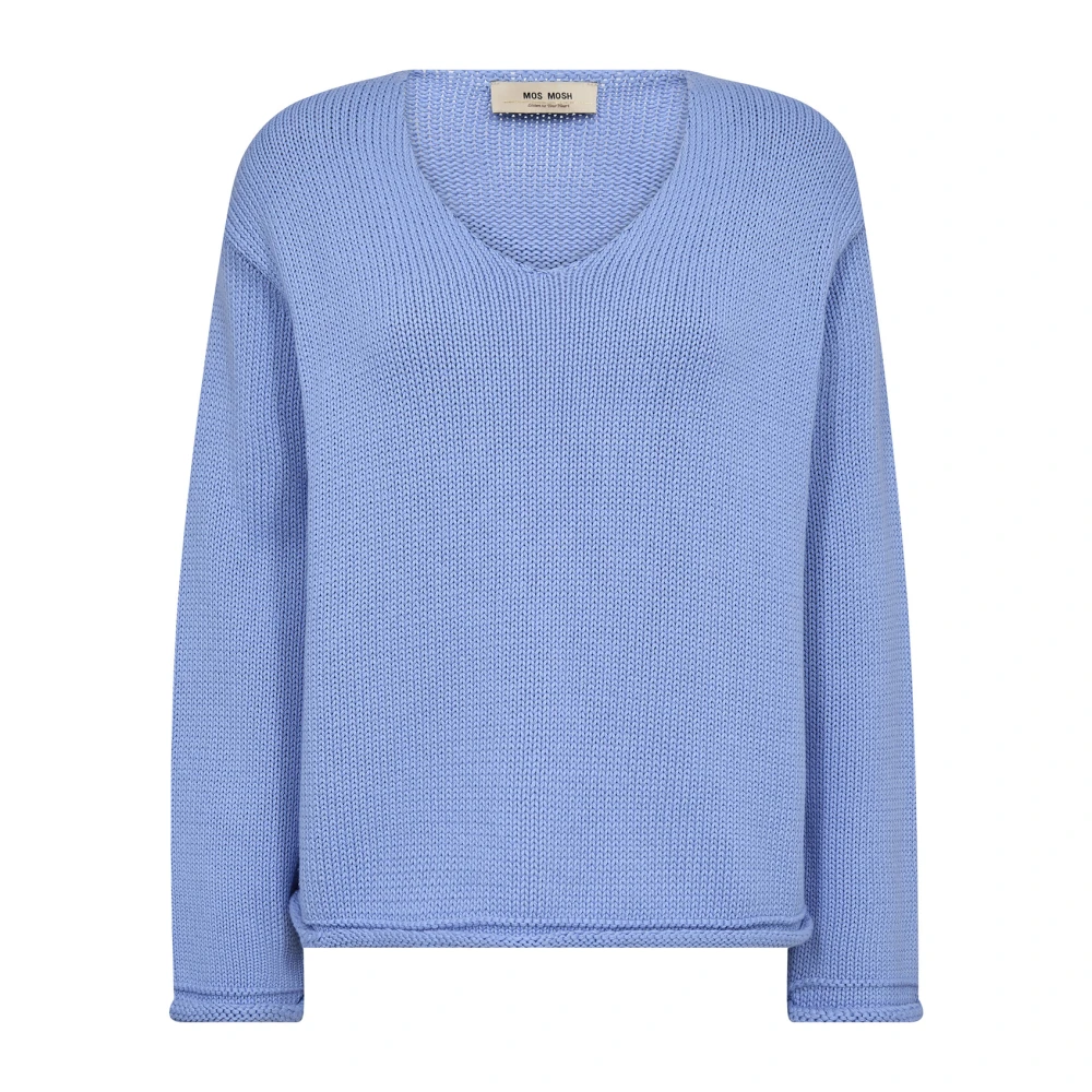 MOS MOSH V-Hals Gebreide Trui Hydrangea Blue Dames