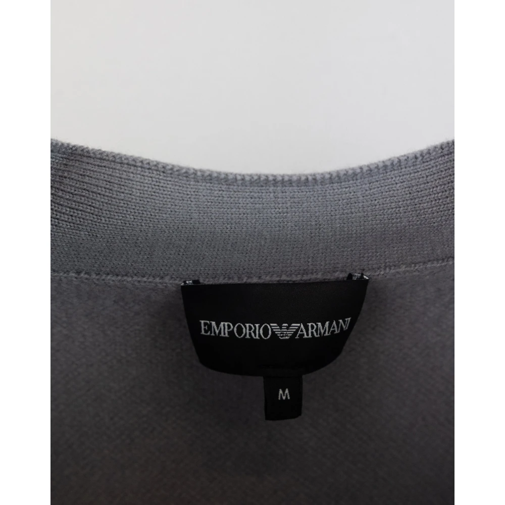 Emporio Armani Grijze Wollen Vest V-Hals Lange Mouw Gray Heren