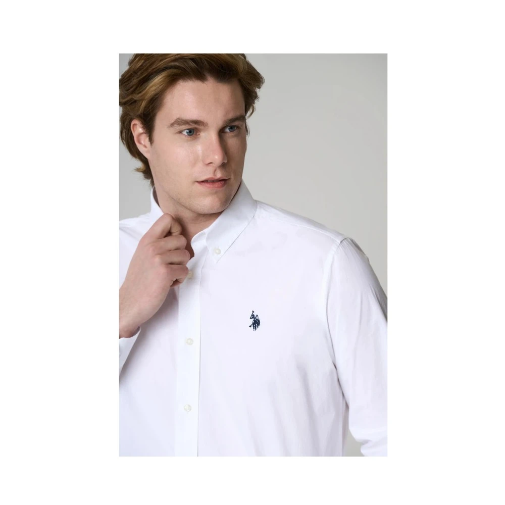 U.s. Polo Assn. Katoenen Popeline Overhemd White Heren