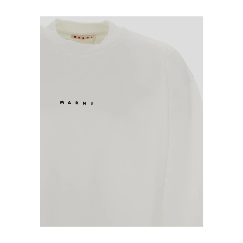Marni Katoenen Logo Sweatshirt White Heren