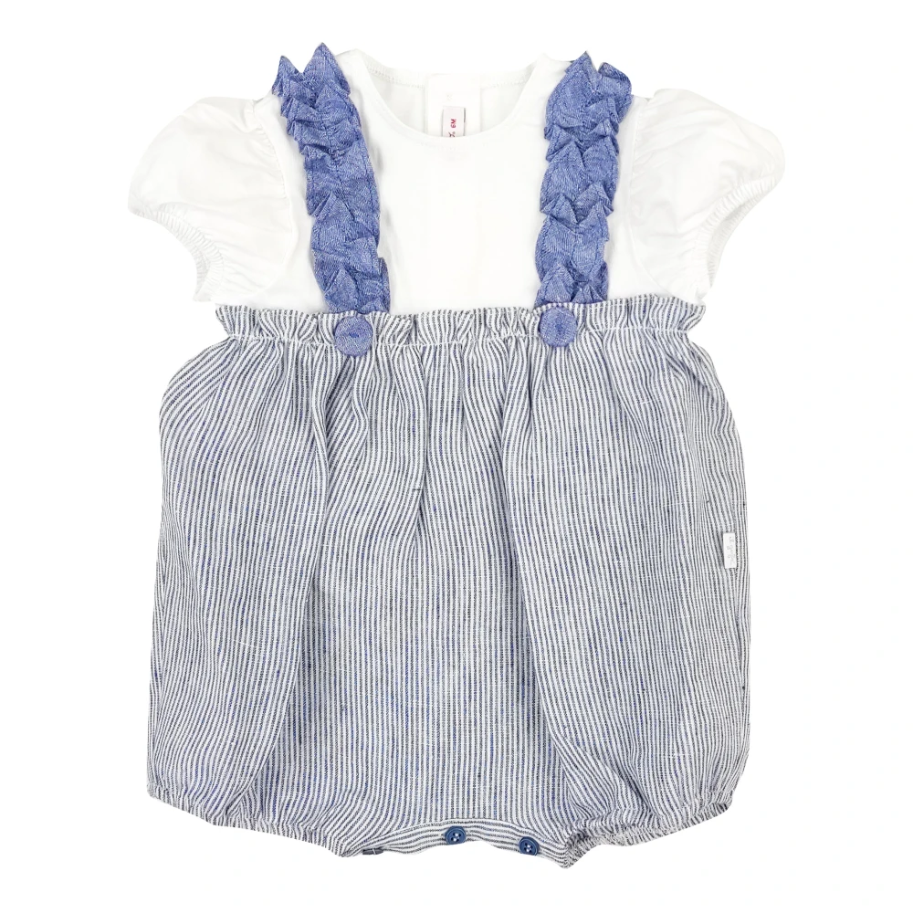 Il Gufo Multicolor Bodies & Sets, Male, 3 M, Striped Linen Romper