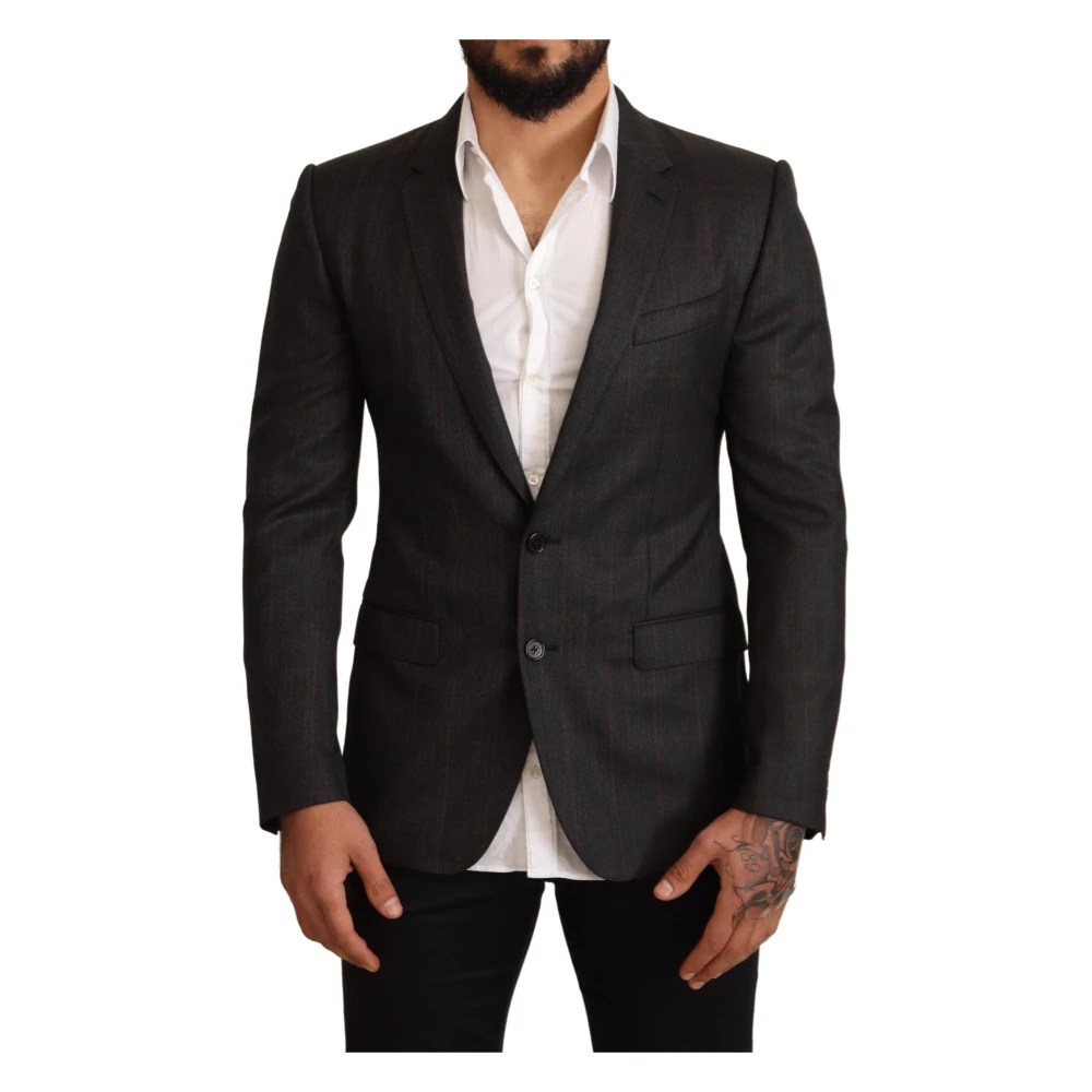 Dolce & Gabbana Men's Gray Elegant Martini Blazer In Check - Blazers - M - Jackets