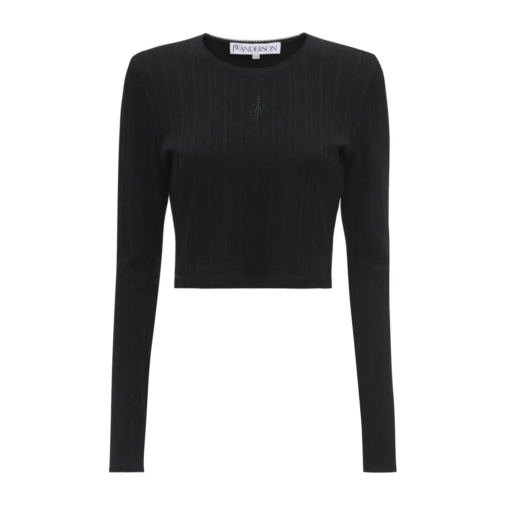 JW Anderson Anker Geborduurde Crop Top Black Dames