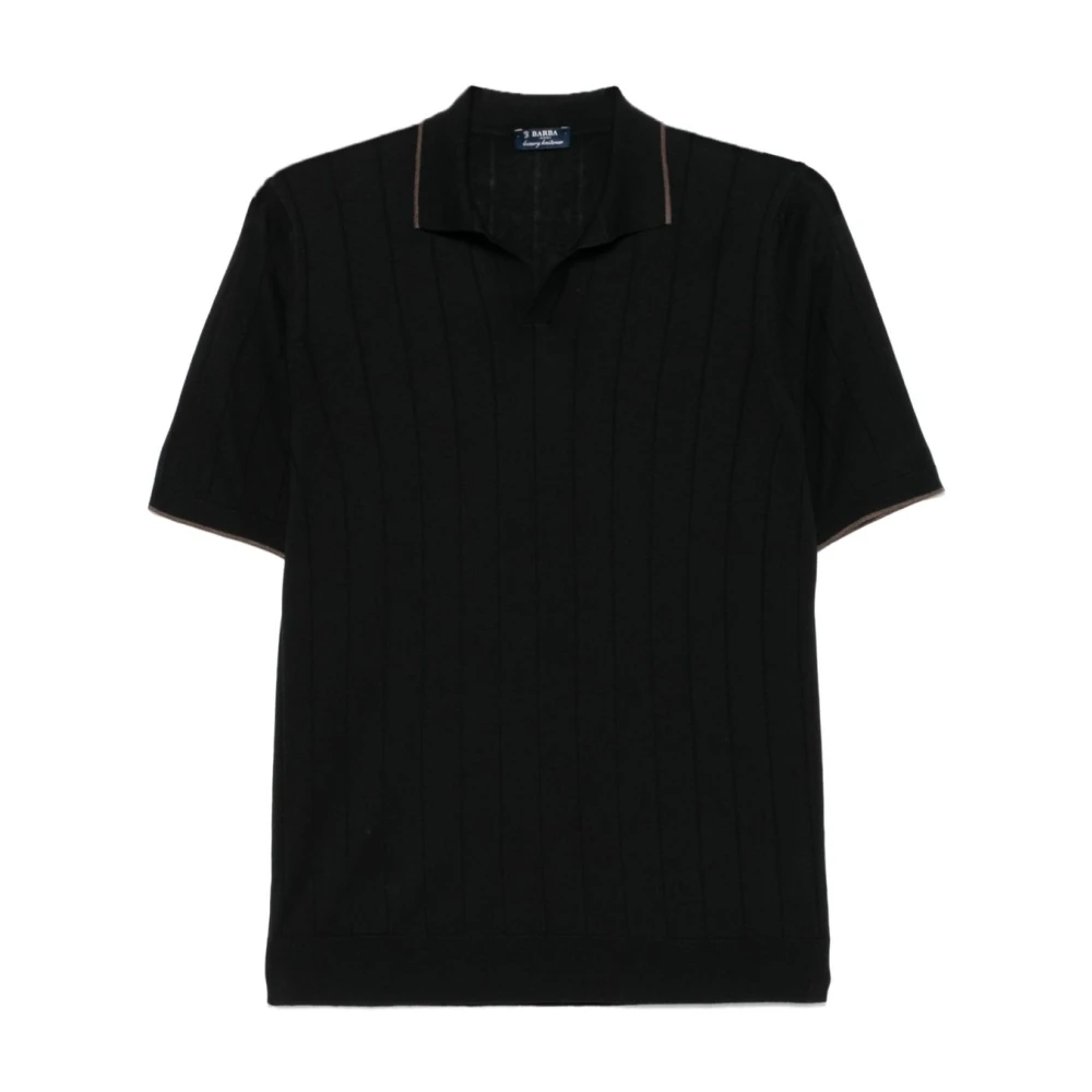 Barba Zijden Poloshirt Zwart Stijlvol Black Heren