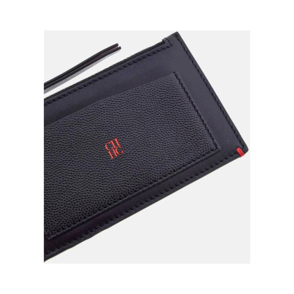 Carolina Herrera Zwarte CH Rode Editors Kaarthouder Black Dames