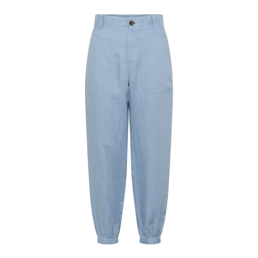 Part Two Faded Denim Wijde Taille Linnen Broek Blue Dames