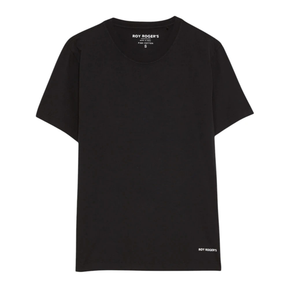 Roy Roger's Zwart Pima Jersey Garment Dyed T-Shirt Black Dames