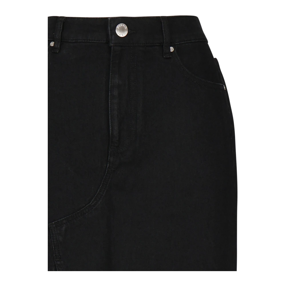 pinko Zwarte Lange Rechte Rok met Split Black Dames