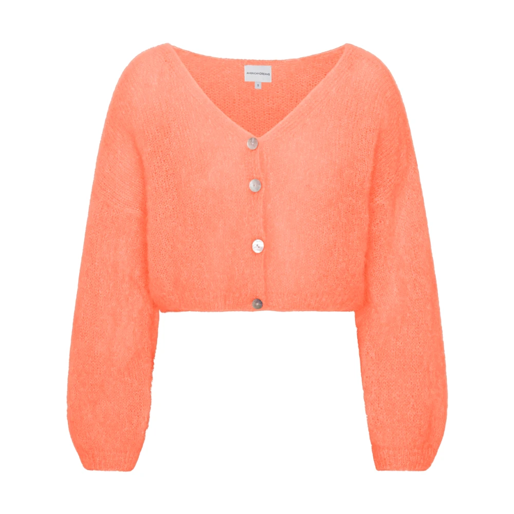 American Dreams Kort Mohair Cardigan i Bränt Orange Orange, Dam