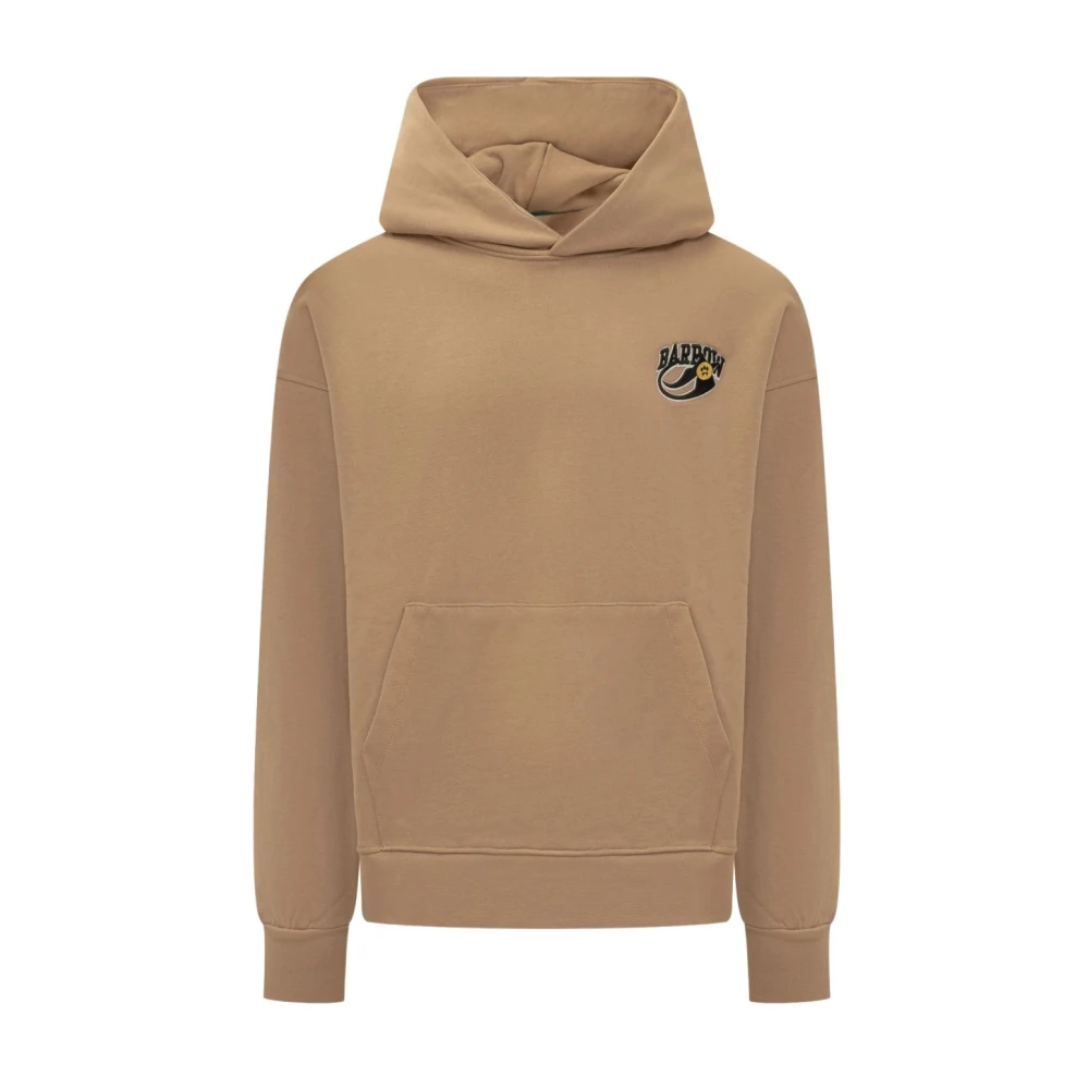 Barrow Beige Hooded Sweatshirt With Logo Print - Male - Hoodies - S - Sweatshirts & Hoodies