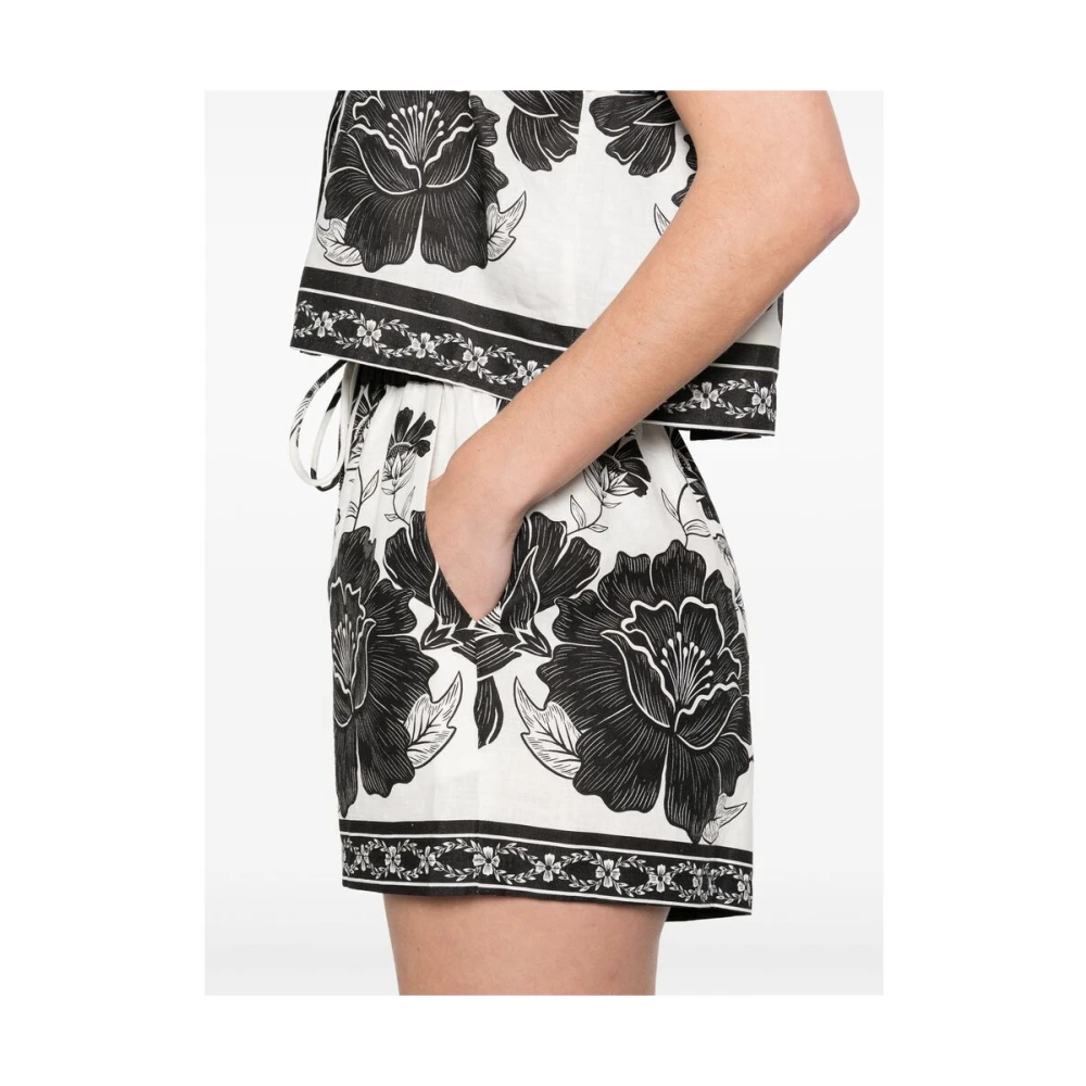 Farm Rio Witte elastische shorts met trekkoord in de taille Multicolor Dames