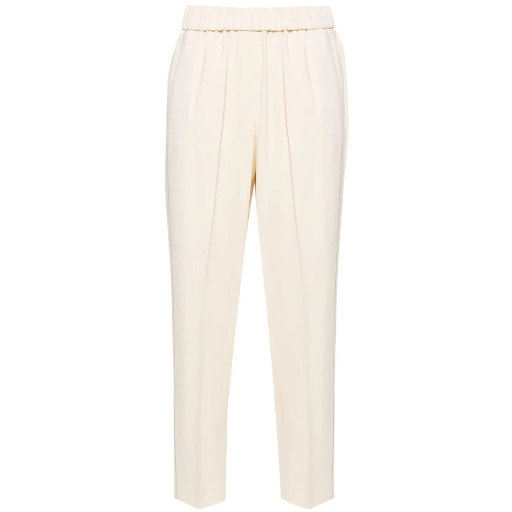 PESERICO Cropped Trousers Beige Dames