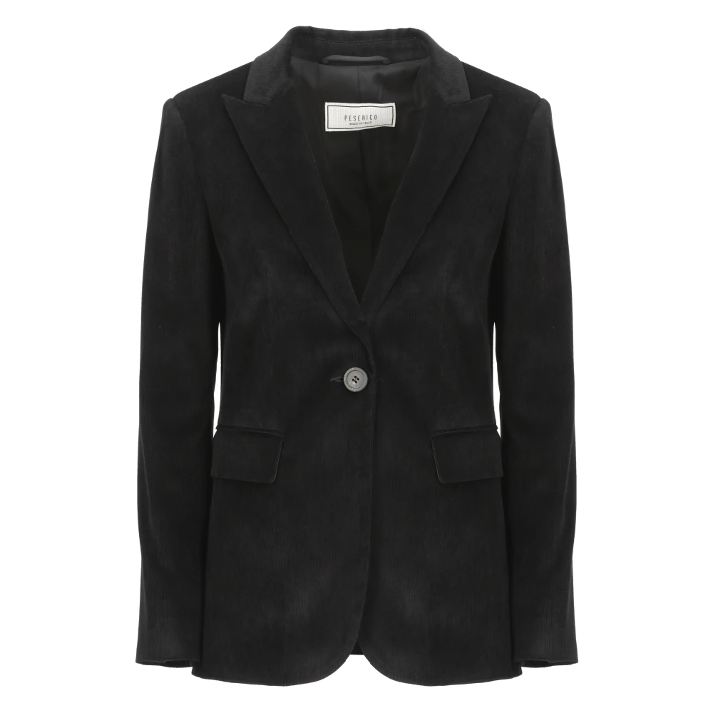 PESERICO Zwarte Viscose Blazer Peak Revers Jas Black Dames