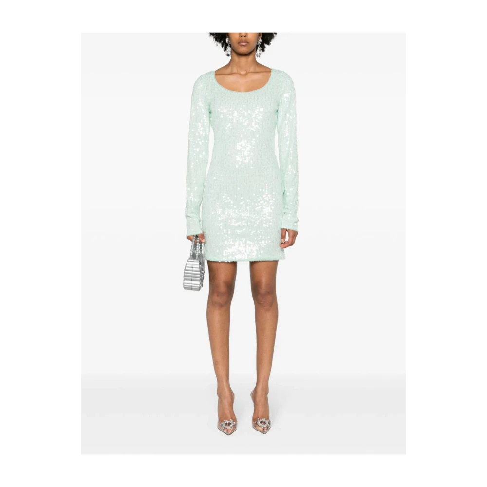 Rotate Birger Christensen Sequin Jurk Lange Mouw Blue Dames