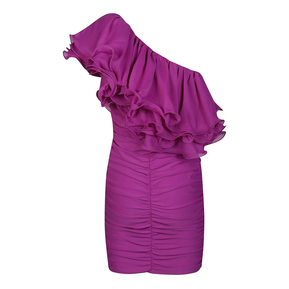 Rotate Birger Christensen Asymmetrische Chiffon Jurk Purple Dames