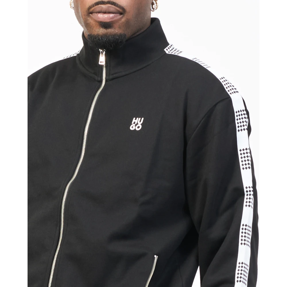 Hugo Boss Zwarte hoge hals volledige rits trui Black Heren