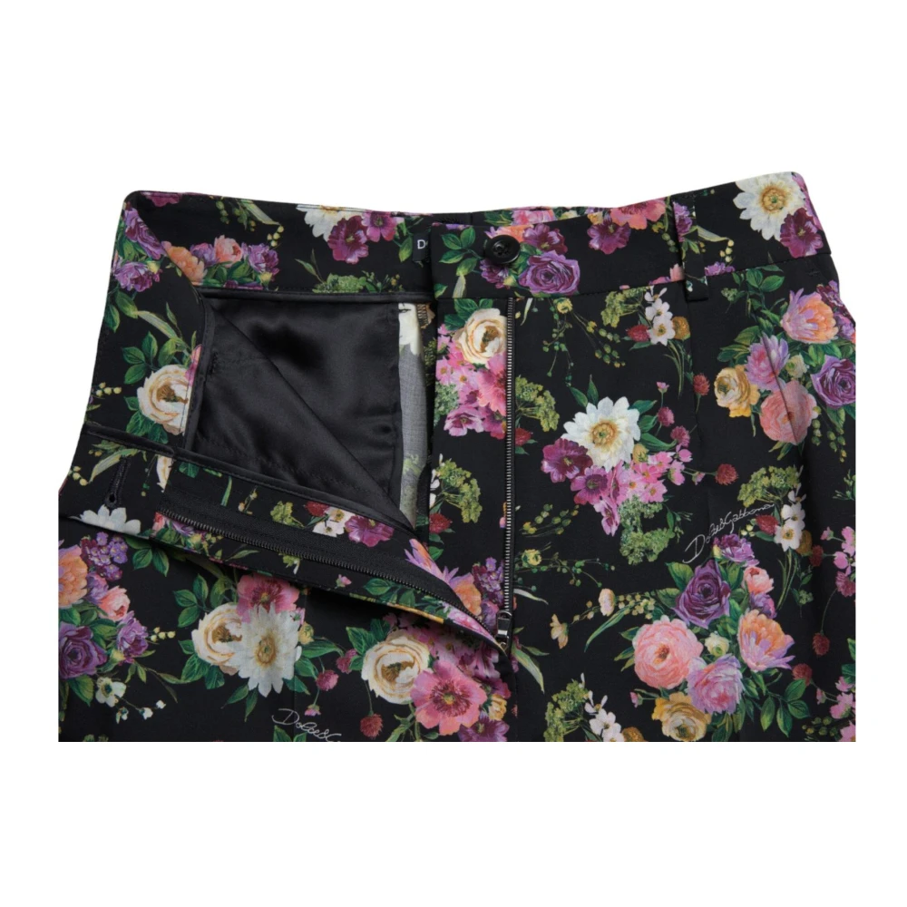 Dolce & Gabbana Zwarte Bloemen Wijde Broek Multicolor Dames
