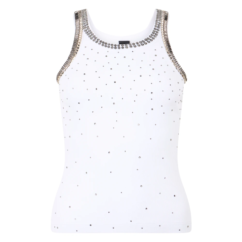 Pinko Vrouw Wit Tops Dames, M, Katoen, Coriandoli Tanktop
