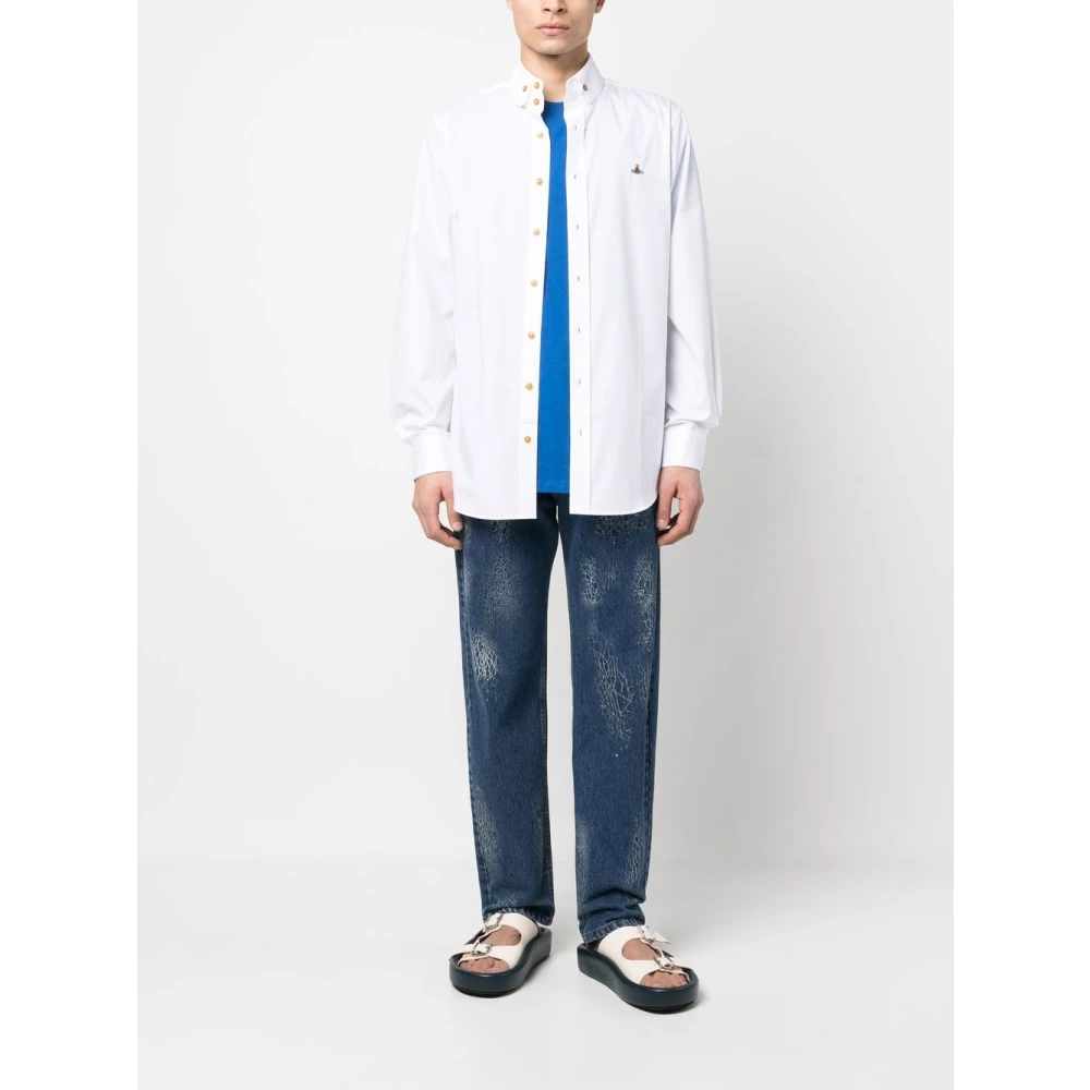 Vivienne Westwood Witte Orb Logo Geborduurde Overhemd White Heren
