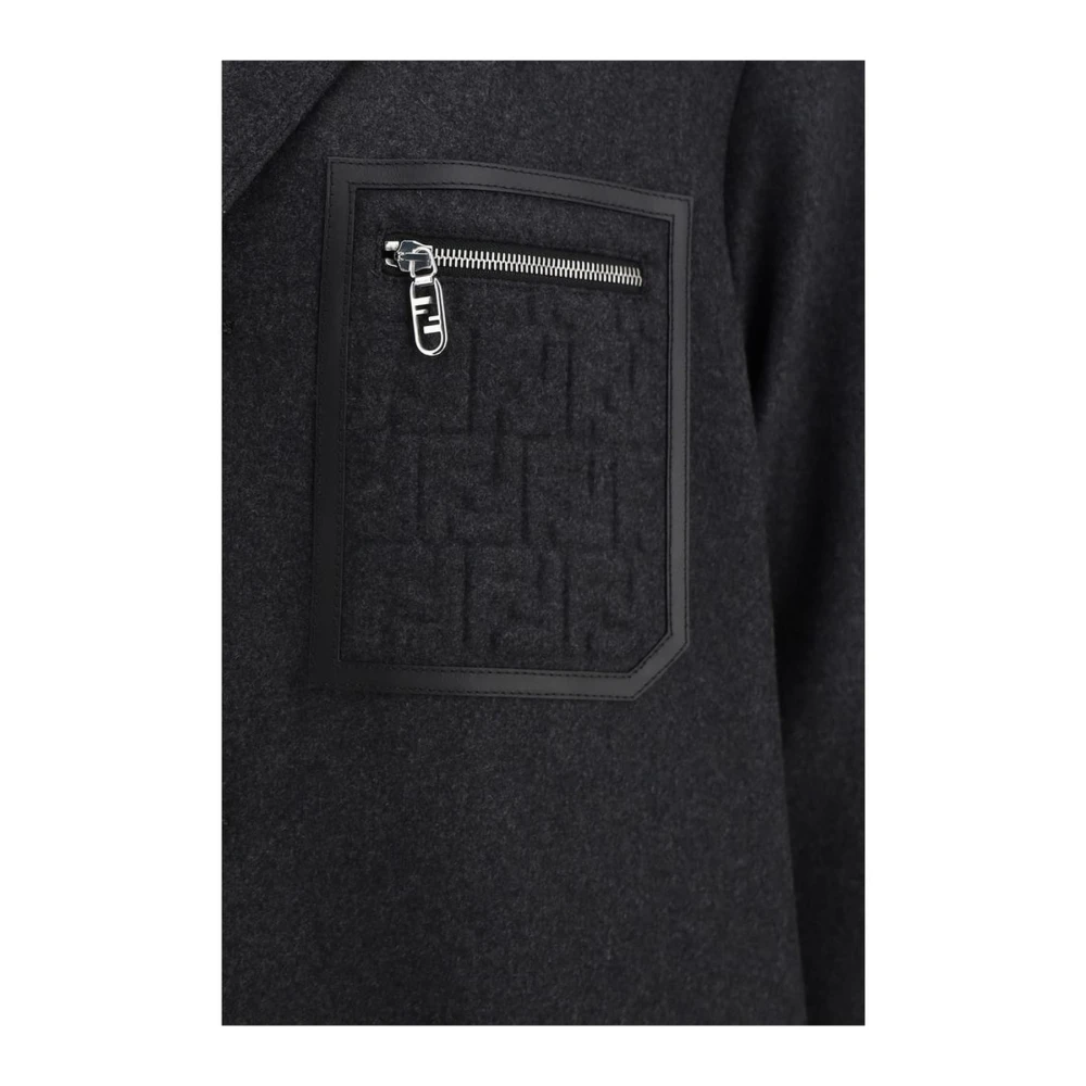 Fendi Klassieke Cashmere Jas met Zakken Gray Heren