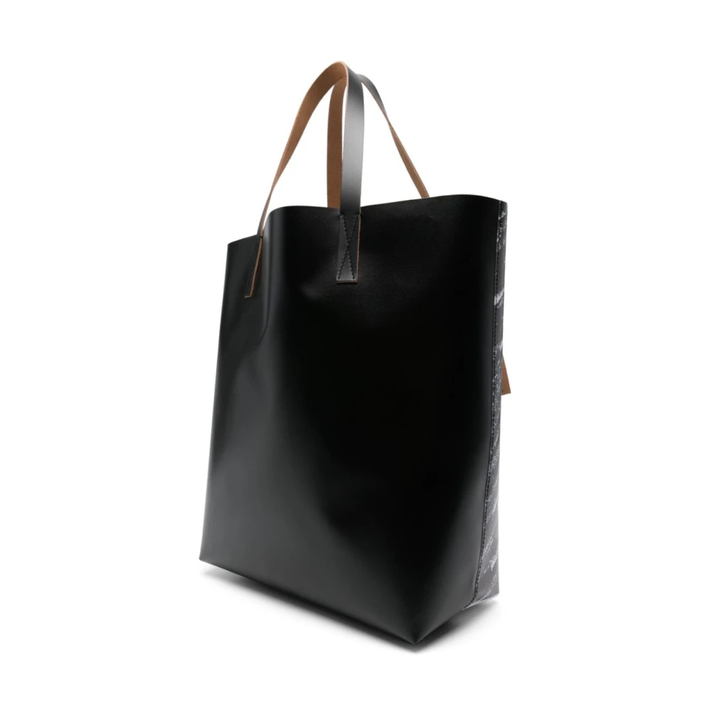 Marni Zwarte Tote Tas met Logo Print Black Heren
