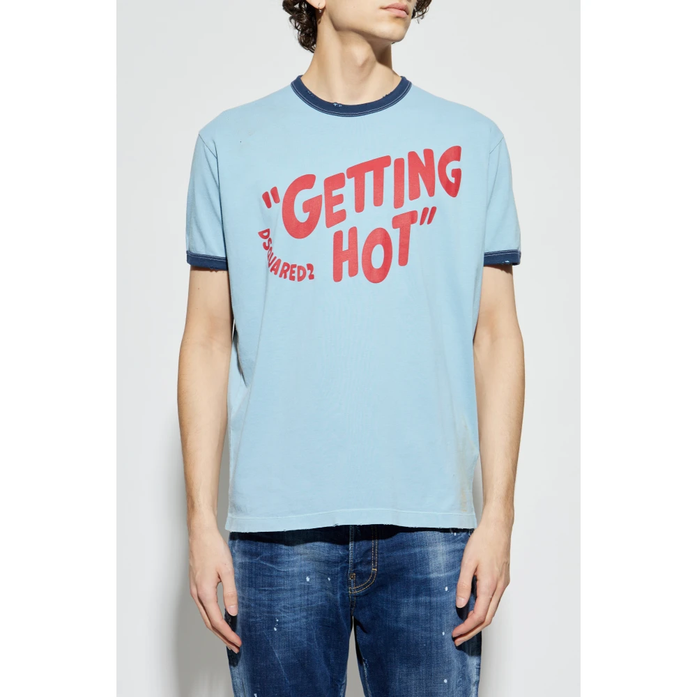 Dsquared2 T-shirt met logo Blue Heren