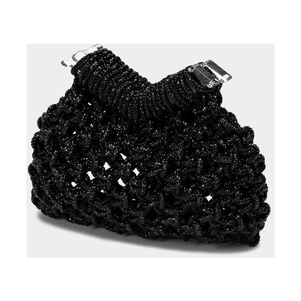 Hibourama Handgemaakte Kristallen Mini Clutch Black Dames