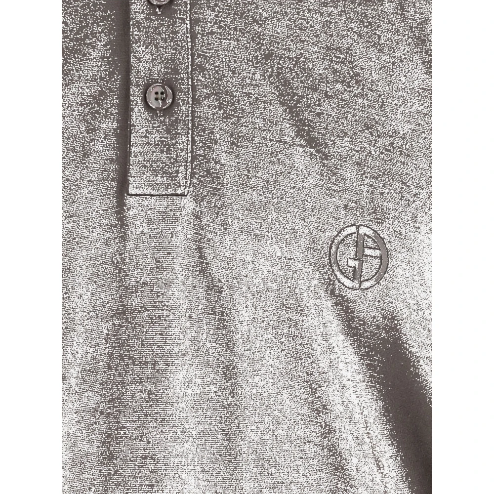 Giorgio Armani Zijde Linnen Polo Shirt Logo Gray Heren