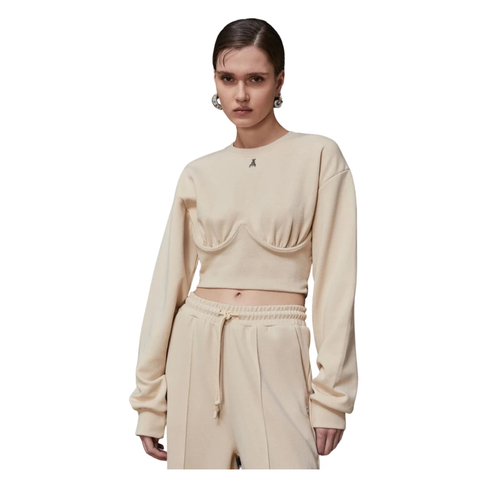 PATRIZIA PEPE Beige Cropped Katoenen Trui Beige Dames